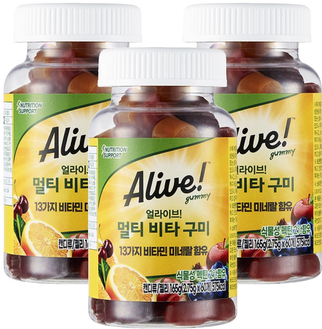 얼라이브 멀티 비타 구미, 60정, 3개