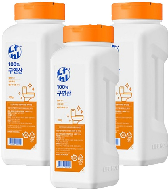 라이프홀릭 100% 구연산, 700g, 3개