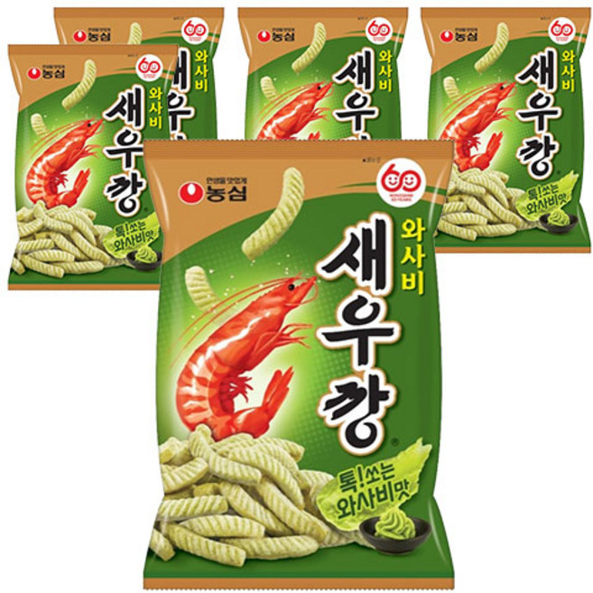 농심 와사비 새우깡, 70g, 5개