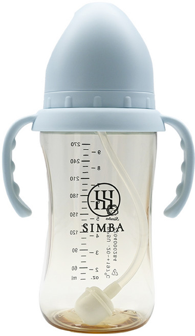 Simba 小獅王辛巴 蘊蜜鉑金PPSU奶嘴型把手防脹氣奶瓶 3個月以上, 晨藍, 270ml, 1個