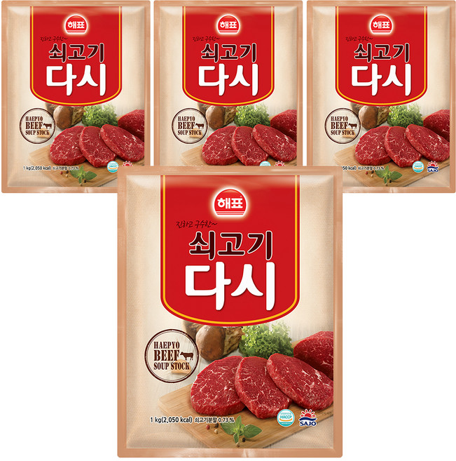해표 쇠고기다시, 1kg, 4개