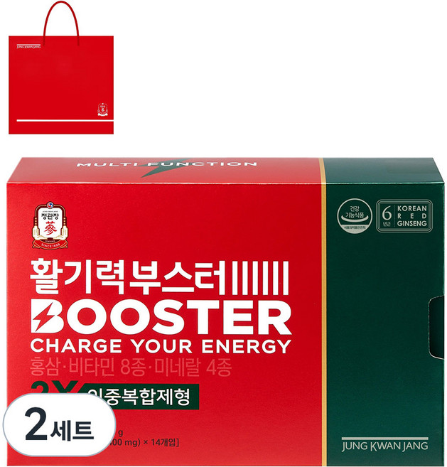 정관장 정품 활기력 부스터 20ml x 14병 + 400mg 14정 + 쇼핑백, 14회분, 2세트