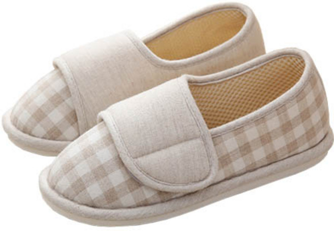 파스텔 체크 무늬 통풍 잘되는 홈실내화, 라이트그레이, 1개