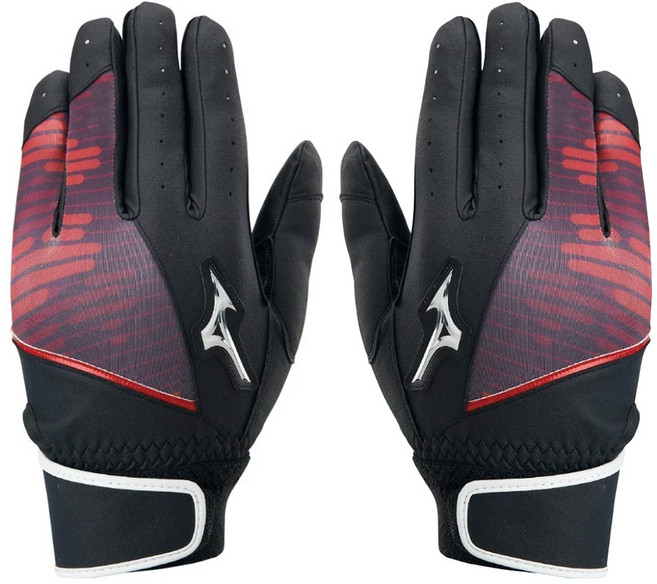 Mizuno 美津濃 打擊手套 1ETEA46597, 黑色 + 粉紫色, 1雙