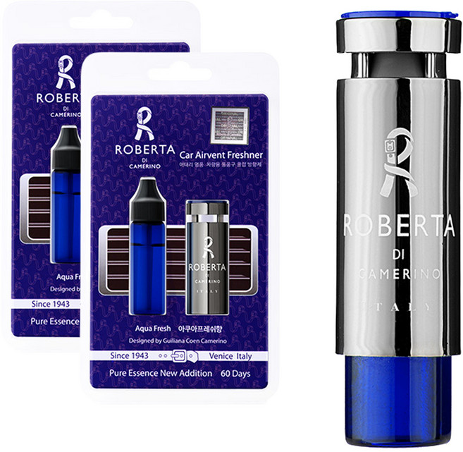 로베르타디까메리노 액상 클립 차량용 방향제, 2개, 3아쿠아플래쉬