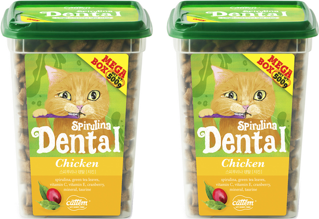 캣템 고양이 스피루리나 덴탈 간식, 치킨, 500g, 2개