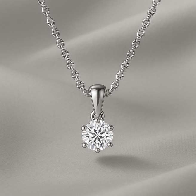 엔클레어 여성용 모이사나이트 925 18k 화이트골드 필드 랩다이아몬드 6프롱 목걸이