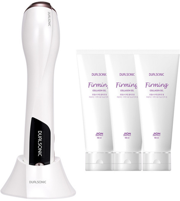 듀얼소닉 이펙트 고주파미용기기 + 콜라겐젤 3p, JOMT-AH-53A, 화이트브라운