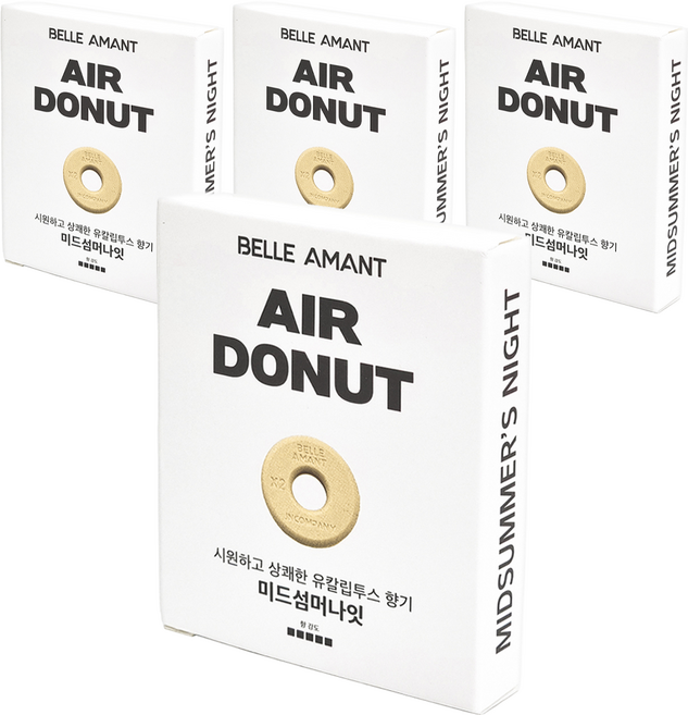 벨르아망 에어도넛 차량용 방향제 리필, 4개, 미드섬머나잇