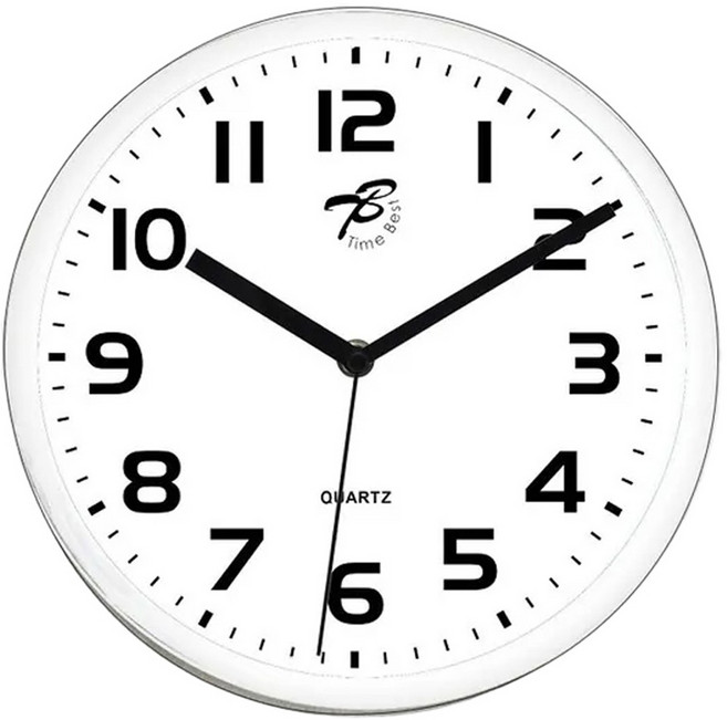 Time Best 典雅超靜音掛鐘 10吋 金屬ABS樹脂, 白色
