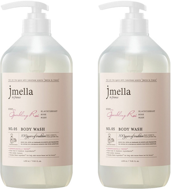 jmella 法式漫舞香水沐浴乳 No.05 Sparkling Rose, 1L, 2瓶