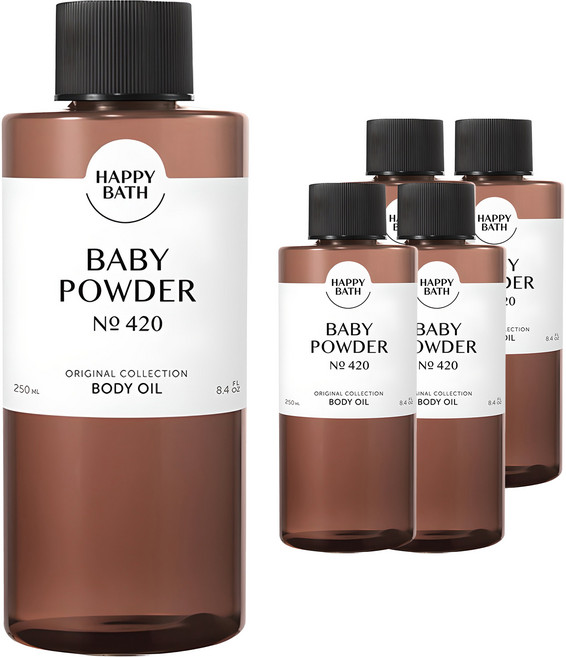 HAPPY BATH 經典系列身體油 嬰兒爽身粉香, 250ml, 5個