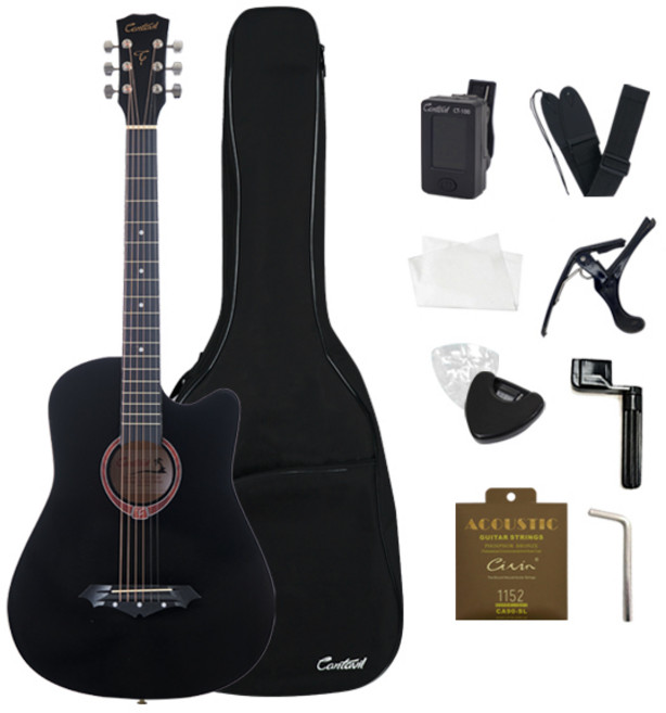 칸타빌 어쿠스틱 입문용 통기타 풀 패키지, ALLIE-70, 블랙, 1세트