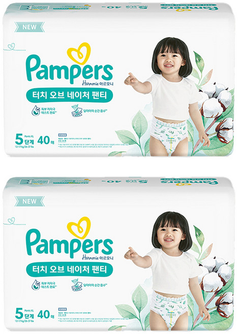 팸퍼스 터치 오브 네이처 팬티형 기저귀 아동공용, 5단계, 80매