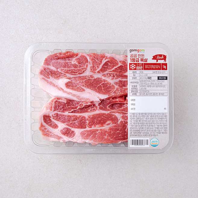 곰곰 한돈 1등급 목살 (냉장), 1kg, 1개