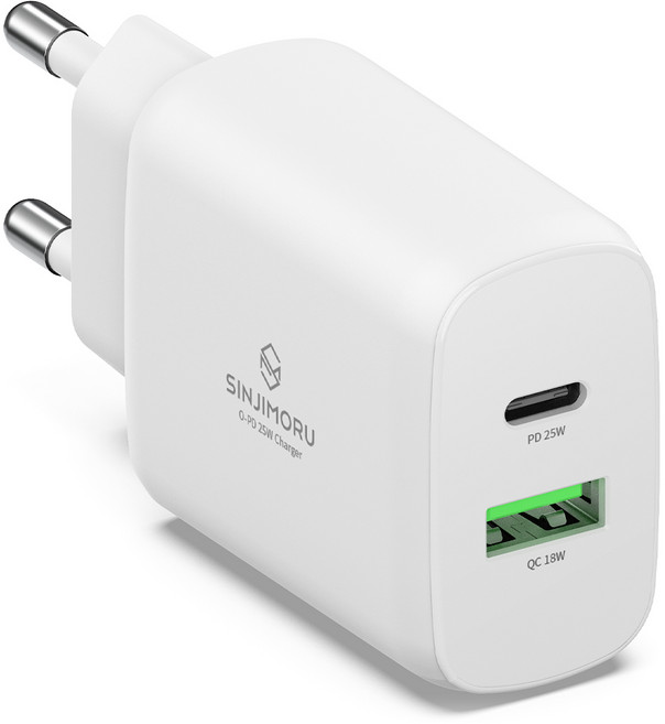 신지모루 오피디 25W GaN 듀얼포트 PPS 초고속 PD 충전기, 화이트, 1개