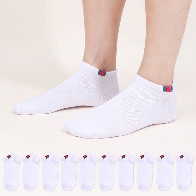 두발로 남성용 삼선 스니커즈 양말 10켤레