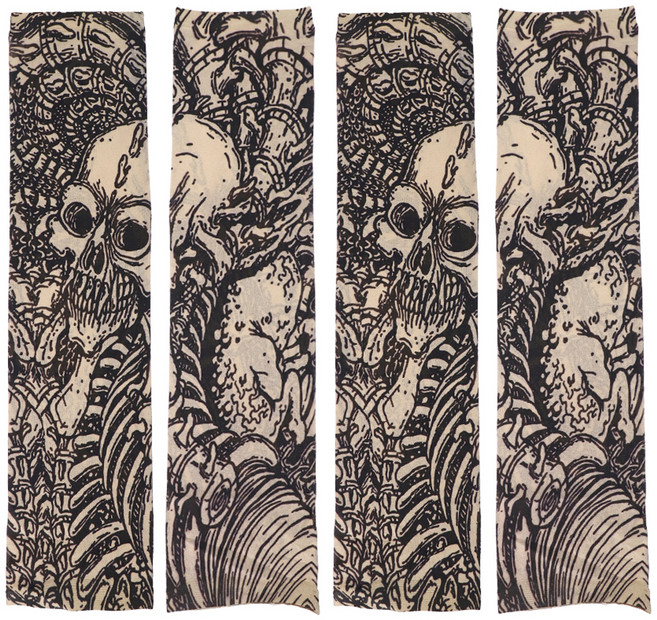 스투피드 타투 팔토시 양팔세트, 문신5 스컬, 2세트