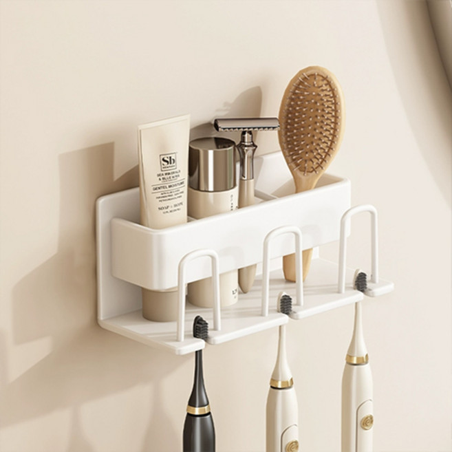 더자카 모던 무타공 칫솔걸이 M, 화이트, 1개