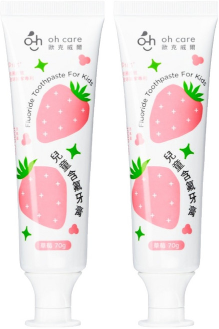 oh care 歐克威爾 兒童含氟牙膏 草莓, 70g, 2條