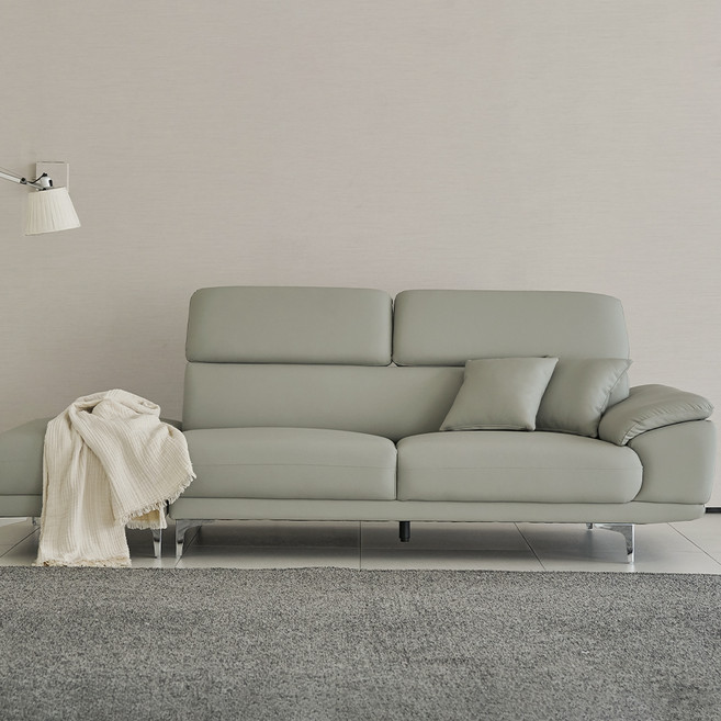 도모디자인 노바 무빙헤드 3.5인용 소파 좌형 + 쿠션2p 세트 방문설치, 라이트그레이