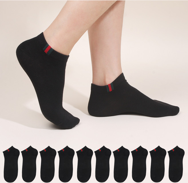 두발로 여성용 삼선 스니커즈 양말 10켤레