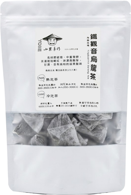 YOIIE 小農手作 鐵觀音烏龍茶三角立體茶包 100% 文山坪林茶區, 3g, 25包, 1袋