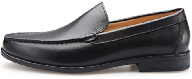 VONIN 남성용 소가죽 스트레이트 플래인 플랙스 소프트레더 경량굽 로퍼화 TS167BK