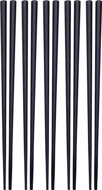 HIKARI 日光生活 日式八角耐熱筷 5雙, 純黑色, 筷子 5雙, 1組
