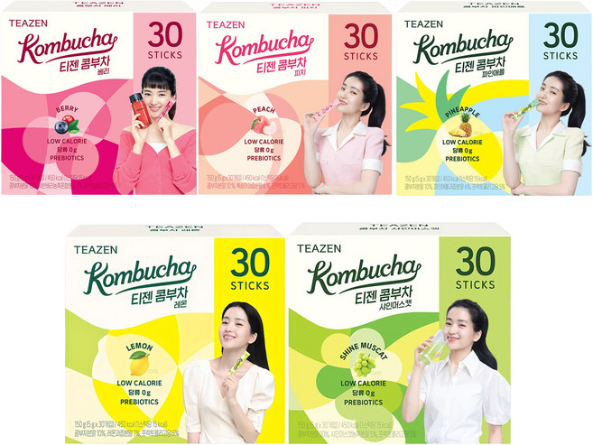 티젠 콤부차 베리 5g 30p + 레몬 5g 30p + 샤인머스켓 5g 30p + 피치 5g 30p + 파인애플 5g 30p, 1세트