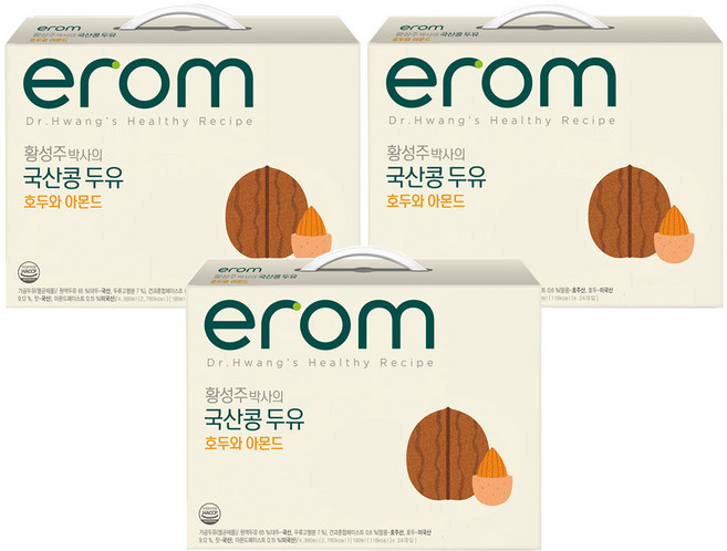 이롬 황성주 박사의 국산콩 두유 호두 아몬드, 190ml, 72개