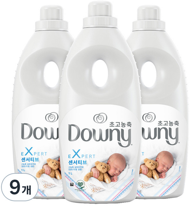다우니 엑스퍼트 센서티브 초고농축 섬유유연제 본품, 1L, 9개