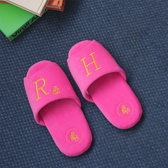 룸앤홈 벨벳 오픈형 룸슈즈, 핫핑크, 1개