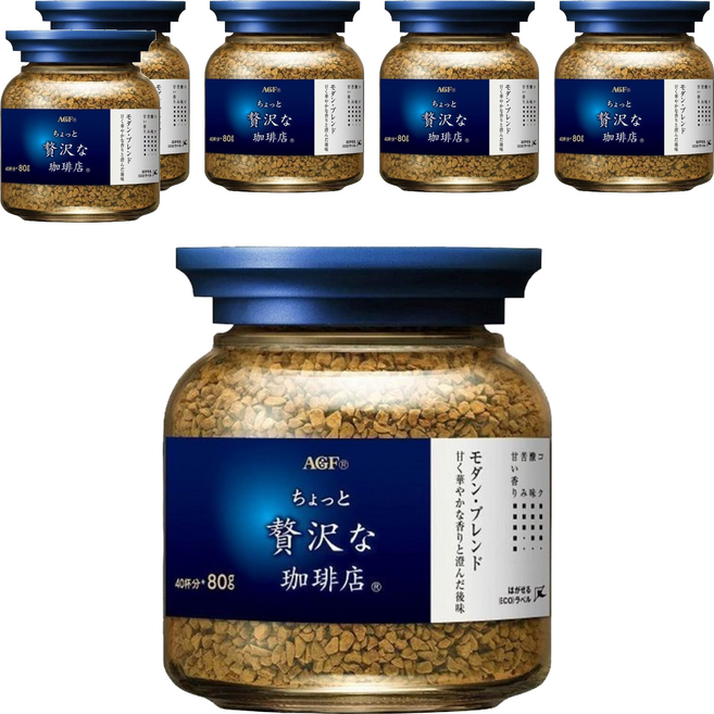 AGF 微奢華咖啡店 華麗柔順咖啡, 80g, 1入, 6罐