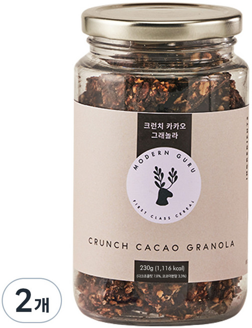모던구루 크런치 카카오 초코 수제 그래놀라, 230g, 2개