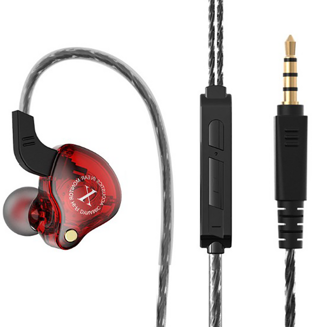 유선 인이어 이어폰 3.5mm X2 빨강 패시브노이즈캔슬링(PNC)