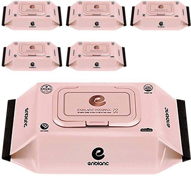 enblanc 輕柔木槿花 掀蓋型純水濕紙巾, 63gsm, 72張, 6包