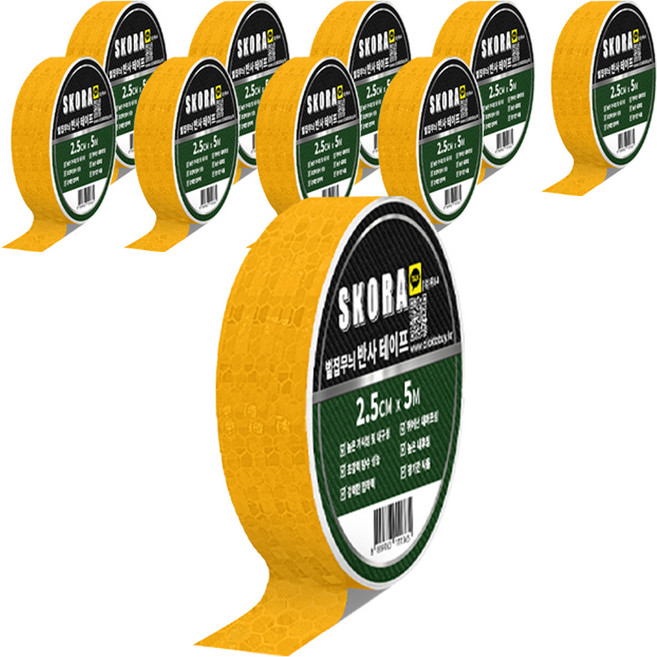 스코라 고휘도 빛 반사 테이프, 10개, 황색