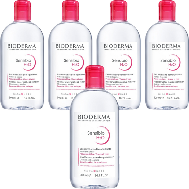 BIODERMA H2O高效潔膚液 粉瓶, 500ml, 5瓶
