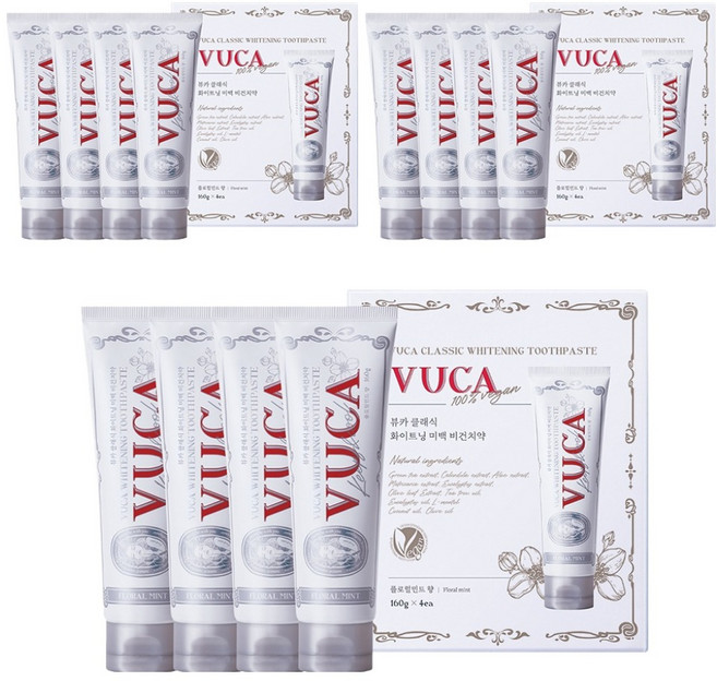 뷰카 클래식 화이트닝 미백 치약 플로럴민트향, 160g, 12개