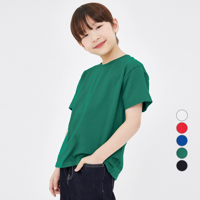 롤리트리 아동용 고밀도 도톰 반팔 기본 티셔츠