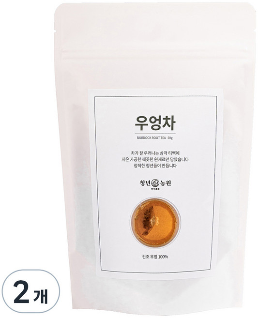 청년농원 저온가공 우엉차 삼각티백, 50개입, 2개, 1g