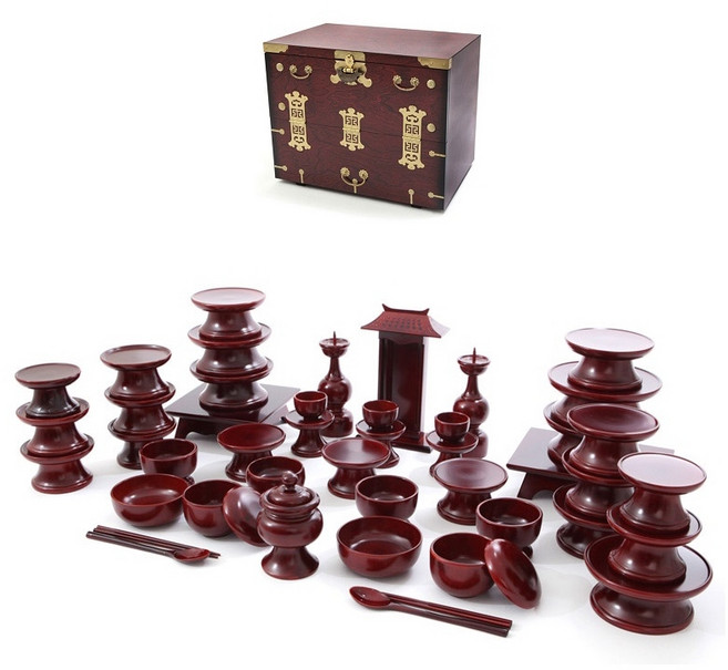 남원목기공예 오리목 제기세트 + 앞닫이 제기 보관함, 1세트, 제기 47p + 제기 보관함