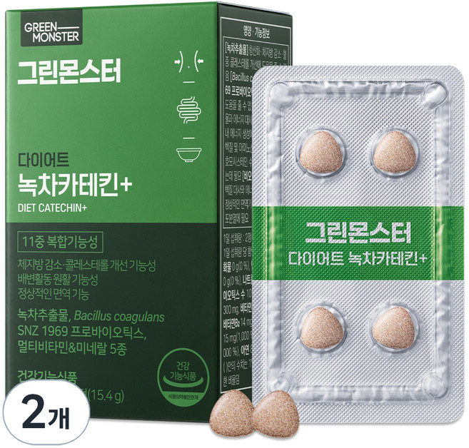 그린몬스터 다이어트 녹차카테킨+ 15.4g, 28정, 2개