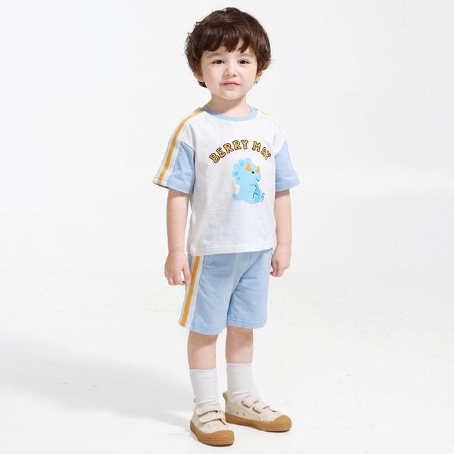 BERRYMAY 男童透氣恐龍撞色夏季套裝