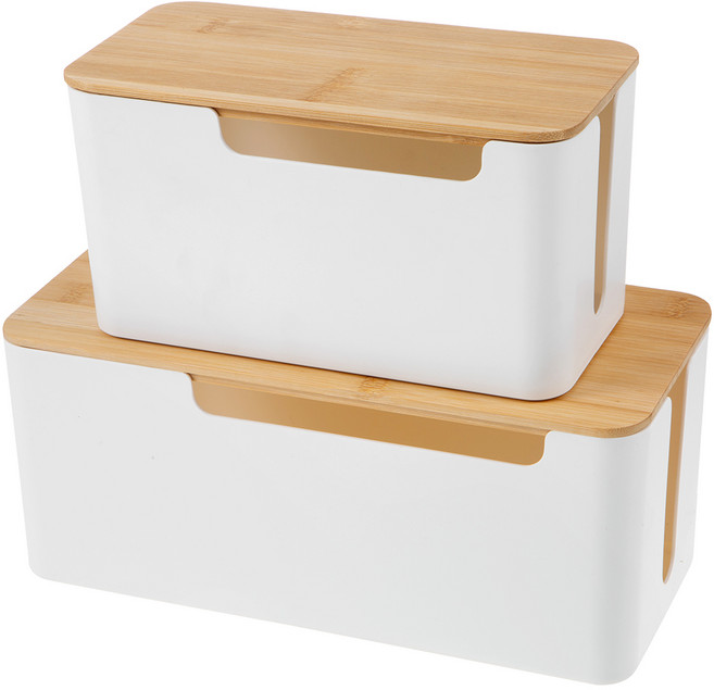 코멧 원목 우드커버 전선정리함 M+L 2p 세트, 1개