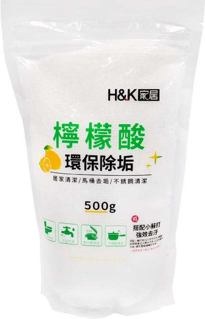 H&K 家居 檸檬酸 環保除垢 500g 居家清潔/馬桶去垢/不銹鋼清潔, 1袋