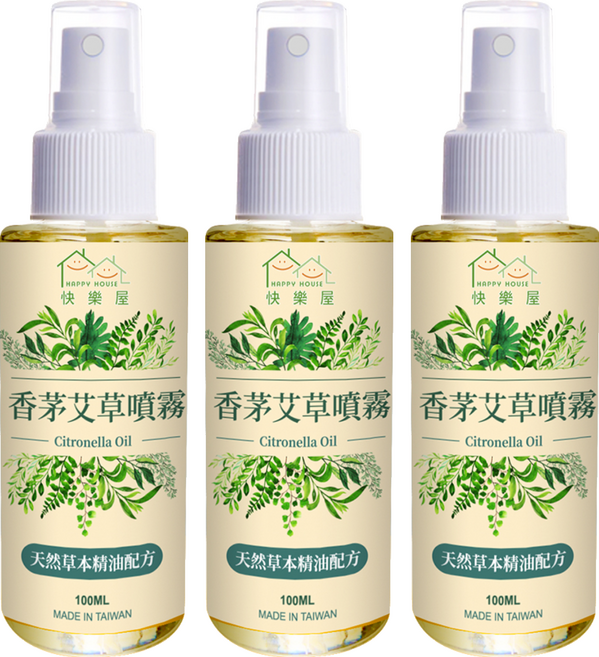 HAPPY HOUSE 快樂屋 香茅艾草噴霧, 100ml, 3瓶