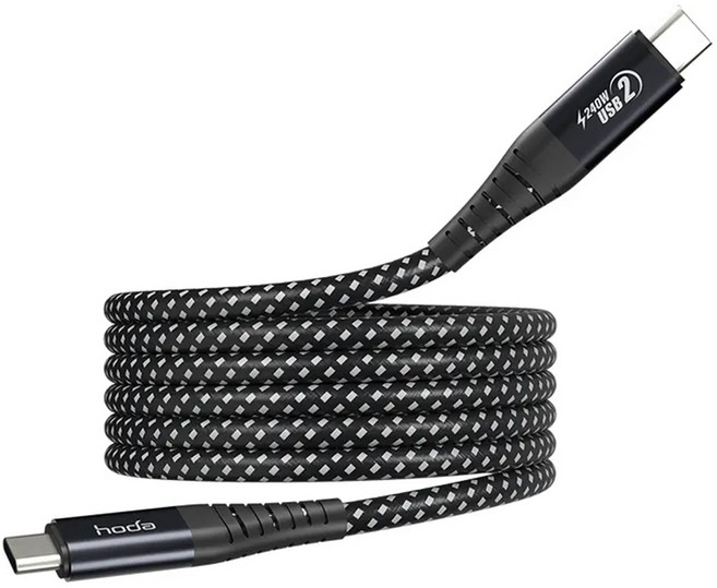 HODA 好貼 W3 USB-C to USB-C 磁吸收納編織快充線, 1.2m, 黑色, 1條
