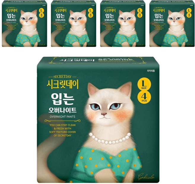 secretday 韓國原裝進口 夜用褲型衛生棉, L, 4片, 5包